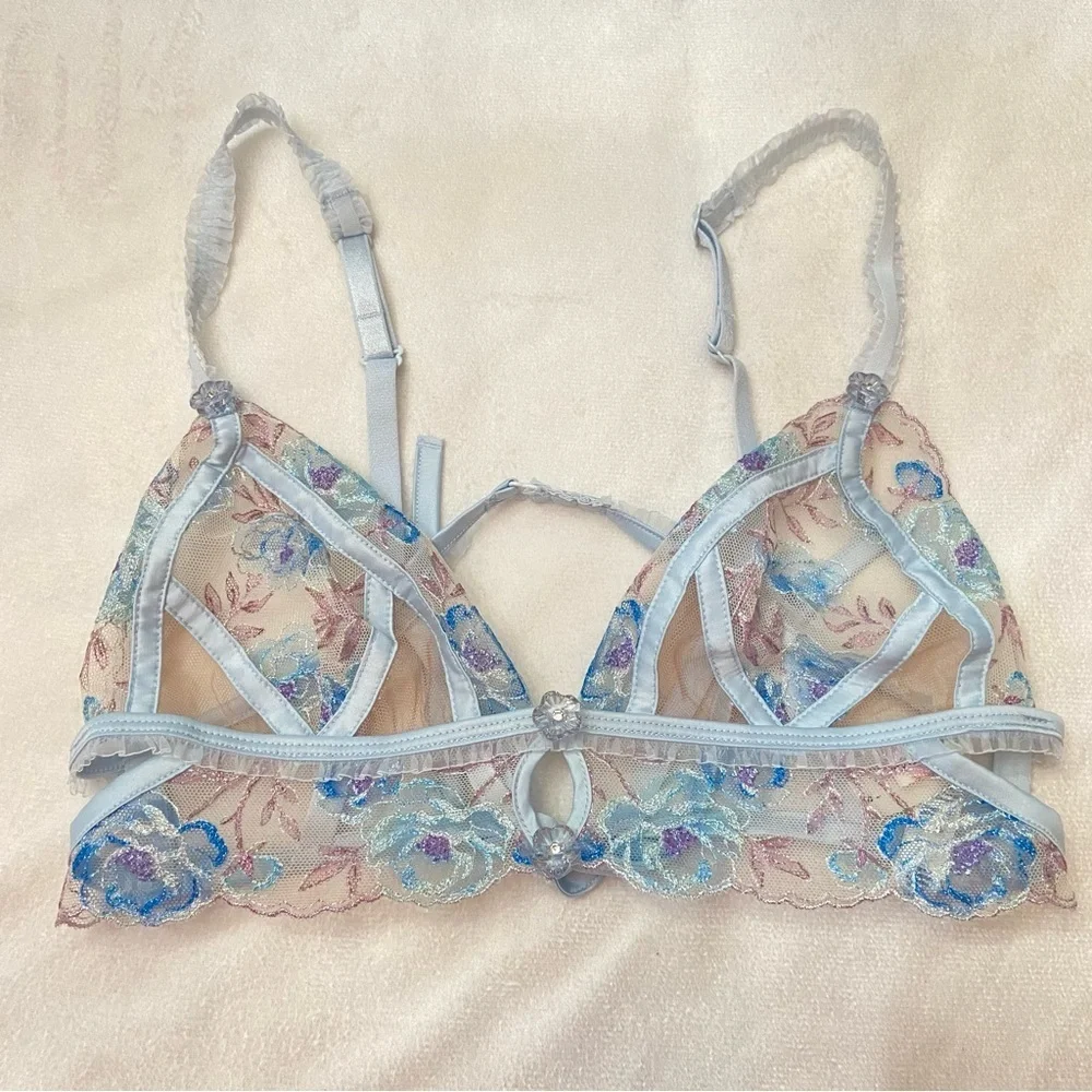 New! For love and lemons sorbet rose lace triangle bralette bra 1402